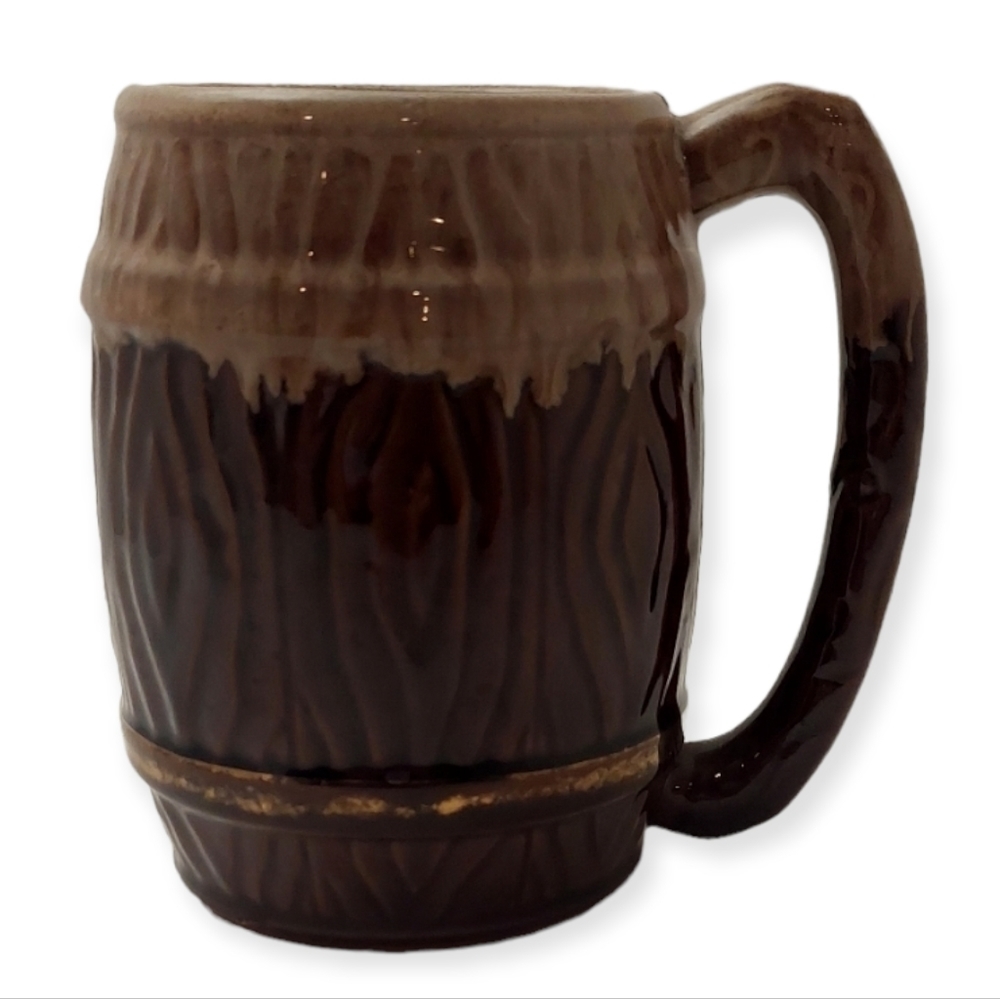 Beer Mug Drip Glaze Looks like a barrel Coffee Cup Beer Stein VTG Vintage